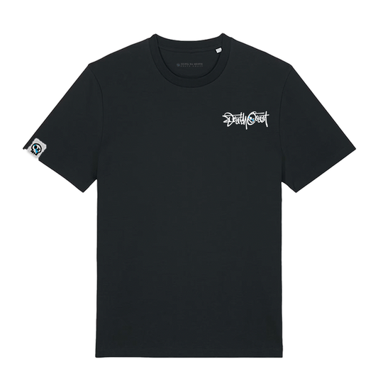 Camiseta SOESTO negra, frente: logo Gundar sobre el corazón