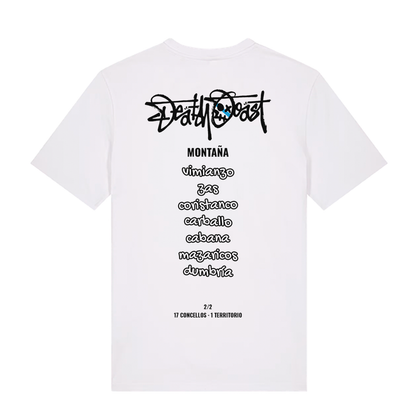 Camiseta BEBA blanca, espalda: Gundar y los 7 concellos de montaña