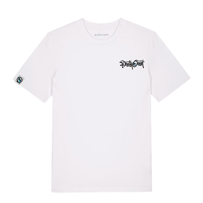 Camiseta BEBA blanca, frente: logo Gundar sobre el corazón