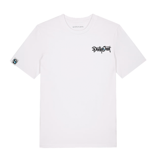 Camiseta BEBA blanca, frente: logo Gundar sobre el corazón