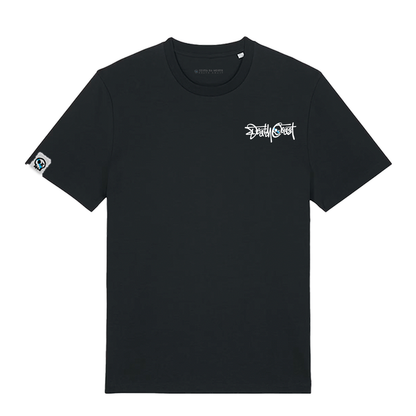 Camiseta SOESTO negra, frente: logo Gundar sobre el corazón