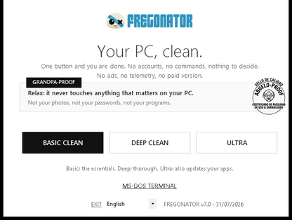 FREGONATOR 7 - pantalla principal con sello Abuelo-Proof